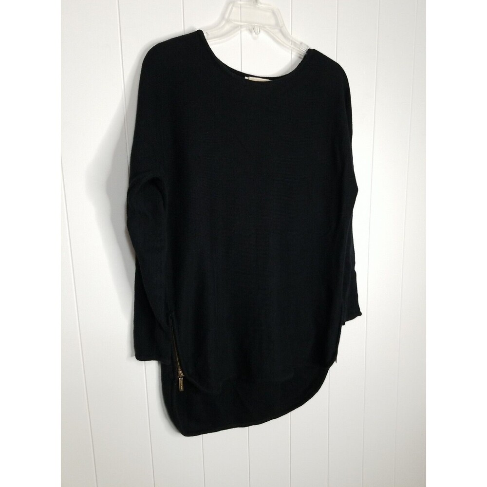 Michael Michael Kors Knit Sweater Womens Size Small Black Gold Zipper Pullover - Picture 4 of 15